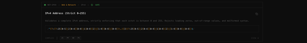RegexVault featured patterns library